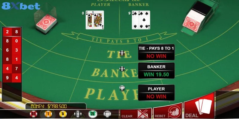 Tham gia Baccarat trong Casino 8Xbet tân thủ có cơ hội thắng bạc tỷ.
